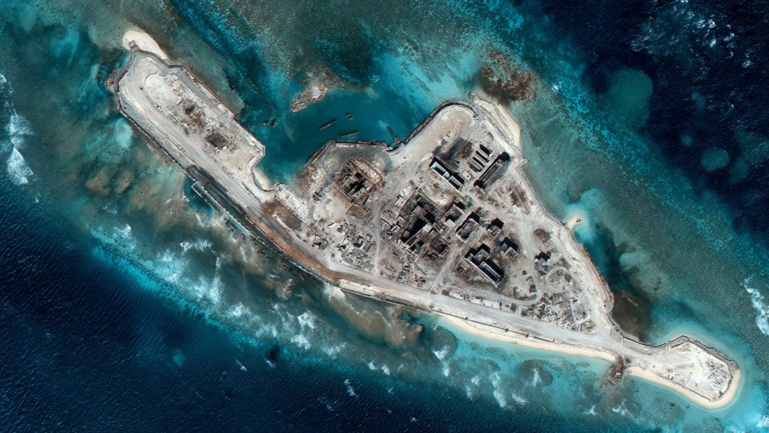 By pouring millions of tons of concrete into shallow waters year after year, China turned disputed reefs into permanent military outposts