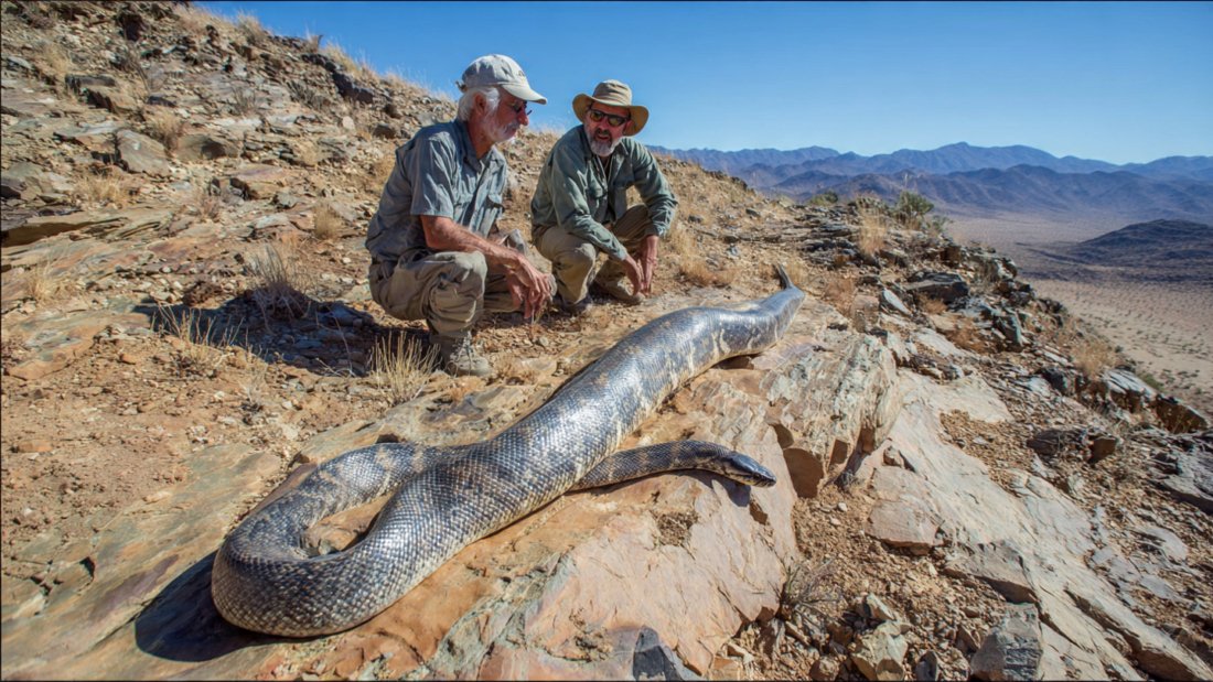 Field biologists confirm the discovery of a record breaking snake specimen during a controlled survey in remote terrain